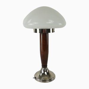 Art Deco Wood and Glass Mushroom Lamp, France, 1930-KDB-1285633