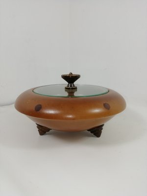 Art Deco Wood and Transparent Tripod Box, Italy, 1940s-HNE-1343684