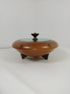 Art Deco Wood and Transparent Tripod Box, Italy, 1940s-HNE-1343684