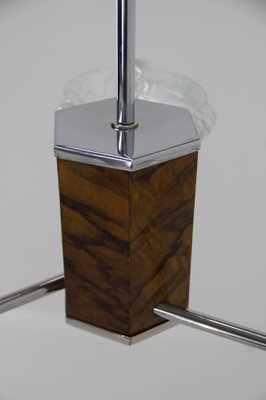 Art Deco Wood Chrome and Glass Chandelier, 1940s-TZ-1401328