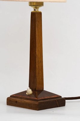 Art Deco Wood Table Lamp with Fabric Shade, Vienna, 1920s-SPD-1251276