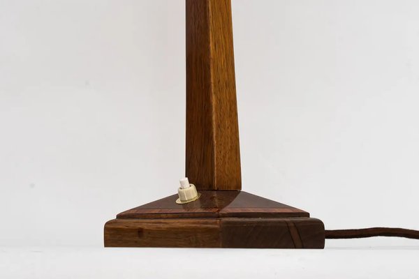 Art Deco Wood Table Lamp with Fabric Shade, Vienna, 1920s-SPD-1251276