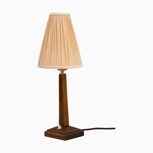 Art Deco Wood Table Lamp with Fabric Shade, Vienna, 1920s-SPD-1251276