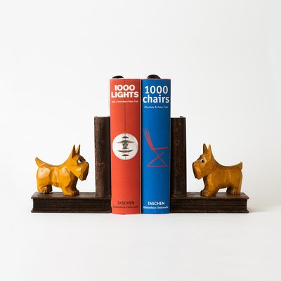 Art Deco Wooden Dog Bookends, 1930s, Set of 2-IXK-1359347