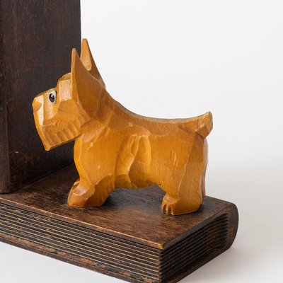 Art Deco Wooden Dog Bookends, 1930s, Set of 2-IXK-1359347