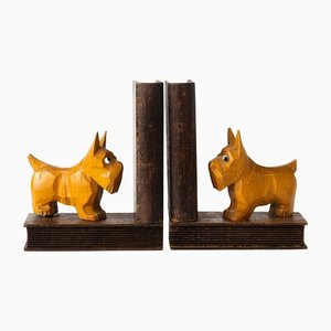 Art Deco Wooden Dog Bookends, 1930s, Set of 2-IXK-1359347