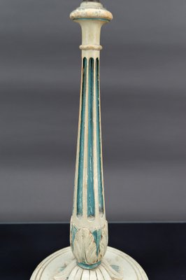 Art Deco Wooden Lamp in White and Patinated Blue, 1920-XNH-1804548