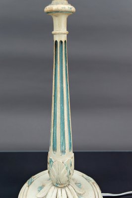 Art Deco Wooden Lamp in White and Patinated Blue, 1920-XNH-1804548