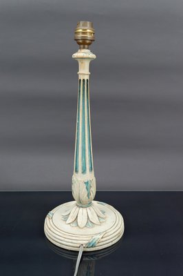 Art Deco Wooden Lamp in White and Patinated Blue, 1920-XNH-1804548