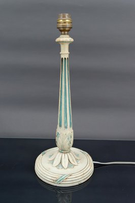 Art Deco Wooden Lamp in White and Patinated Blue, 1920-XNH-1804548