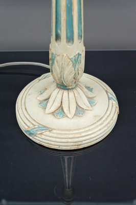 Art Deco Wooden Lamp in White and Patinated Blue, 1920-XNH-1804548