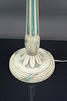 Art Deco Wooden Lamp in White and Patinated Blue, 1920-XNH-1804548