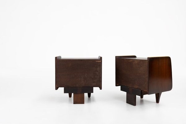 Art Deco Wooden Nightstands in Wood, 1940, Set of 2-YSY-2034759