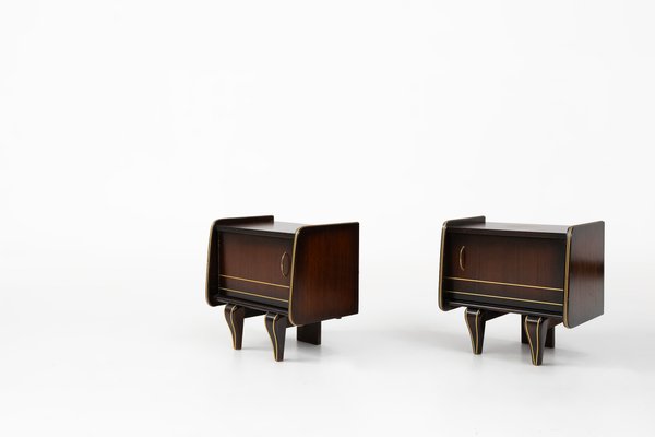 Art Deco Wooden Nightstands in Wood, 1940, Set of 2-YSY-2034759