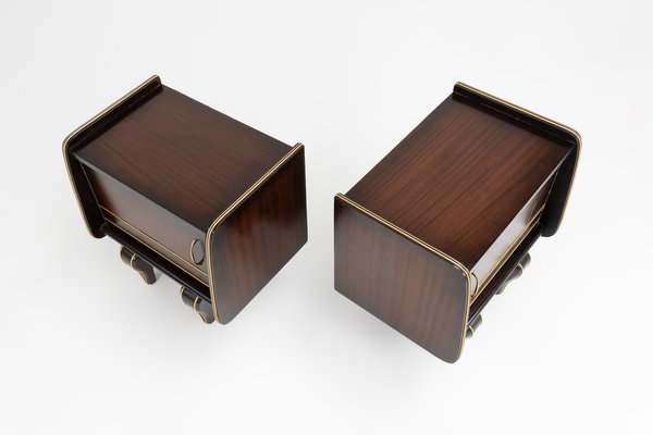 Art Deco Wooden Nightstands in Wood, 1940, Set of 2-YSY-2034759