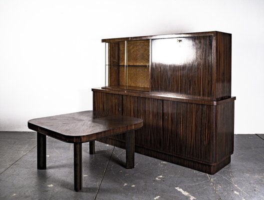 Art Deco Writing Dresser with Table in the Style of Bruno Paul, 1930s, Set of 2-VLO-1343797