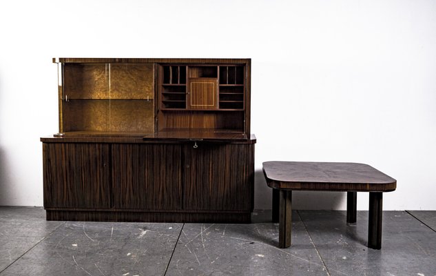 Art Deco Writing Dresser with Table in the Style of Bruno Paul, 1930s, Set of 2-VLO-1343797