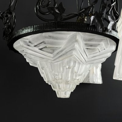 Art Deco Wrought Iron Ceiling Lamp, 1930s-JUZ-1743259