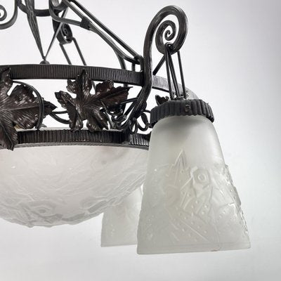 Art Deco Wrought Iron Ceiling Lamp by Muller Freres, Luneville, 1930s-JUZ-1773752