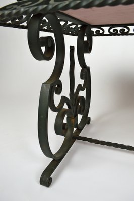 Art Deco Wrought Iron Coffee Table with Marble Top, 1940s-XNH-1028432