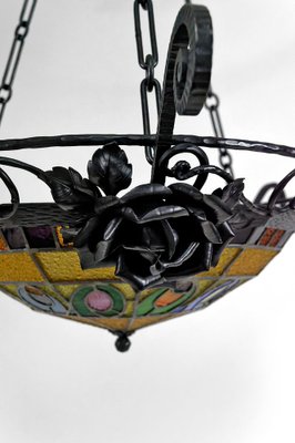 Art Deco Wrought Iron Hanging Light by Augustin Louis Calmels, 1920-XNH-1804502