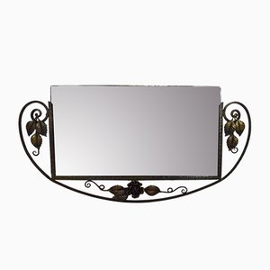 Art Deco Wrought Iron Mirror with Flowers, 1930s-XNH-632717