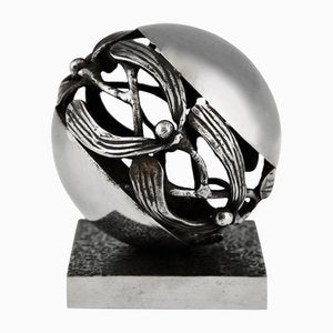 Art Deco Wrought Iron Mistletoe Paperweight by Edgar Brandt, France, 1921-KTN-1422843