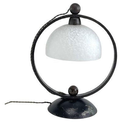 Art Deco Wrought Iron Table Lamp attributed to Schneider, 1930s-JUZ-1762547