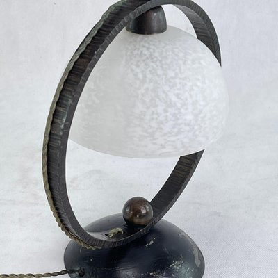 Art Deco Wrought Iron Table Lamp attributed to Schneider, 1930s-JUZ-1762547