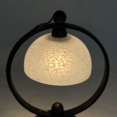 Art Deco Wrought Iron Table Lamp attributed to Schneider, 1930s-JUZ-1762547