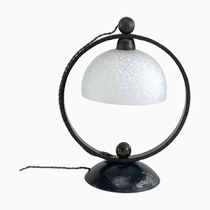 Art Deco Wrought Iron Table Lamp attributed to Schneider, 1930s-JUZ-1762547