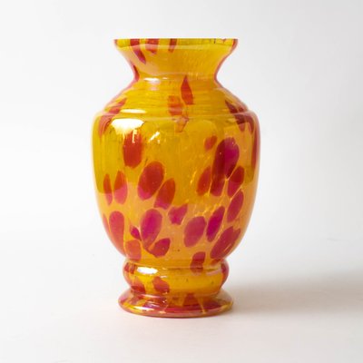 Art Deco Yellow and Red Spatter Glass Vase from Franz Welz-IXK-1437959