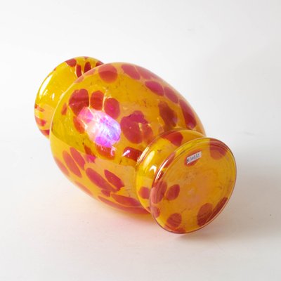 Art Deco Yellow and Red Spatter Glass Vase from Franz Welz-IXK-1437959