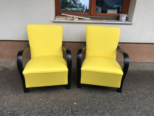 Art Deco Yellow Armchairs, 1920s, Set of 2-OXJ-679053