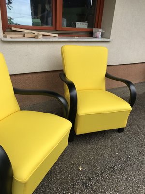 Art Deco Yellow Armchairs, 1920s, Set of 2-OXJ-679053