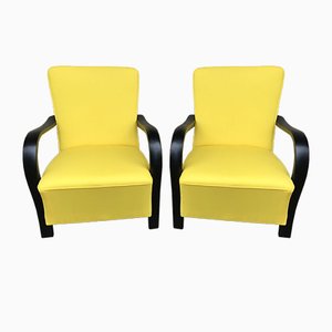 Art Deco Yellow Armchairs, 1920s, Set of 2-OXJ-679053