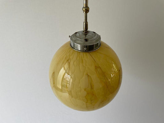 Art Deco Yellow Ball Glass Exceptional Church Lamp, 1940s