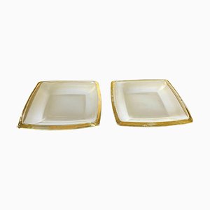 Art Glass Ashtrays with Golden Border, France, 1970s, Set of 2-UR-1754737