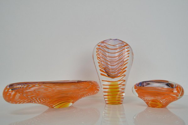 Art Glass attributed to Ivo Rozsypal, Czechoslovakia, 1970s, Set of 3-TZ-1413931