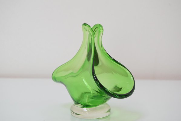 Art Glass Basket by Josef Hospodka for Chribska Glassworks, 1960s-TZ-963399