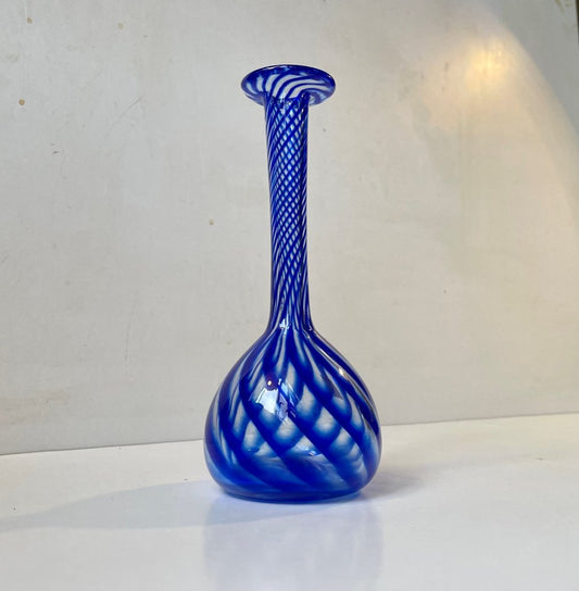 Art Glass Blue Twisted Vase by Martin B. Møller for Glashytten, 2000s