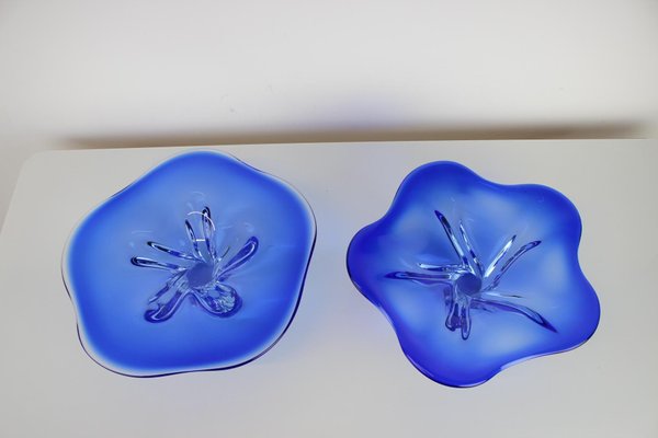 Art Glass Bowls attributed to Josef Hospodka for Chribska Glassworks, 1960s, Set of 2-TZ-1431438