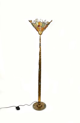 Art Glass Brutalist Iron Floor Lamp by Albano Poli for Poliarte, Italy ,1970s-LYQ-1423591