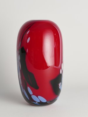 Art Glass Cherry Red Vase by Mikael Axenbrant, Sweden, 1990s-RUK-1824906