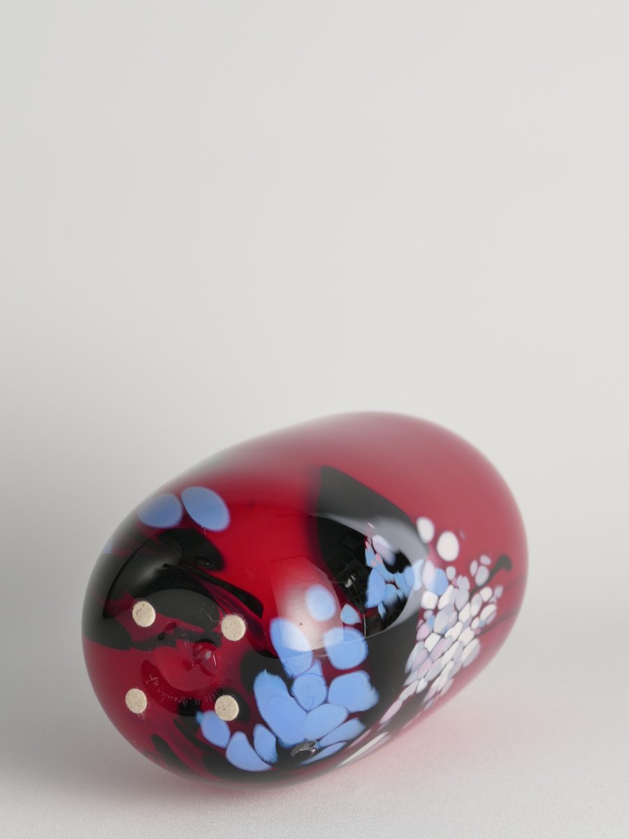 Art Glass Cherry Red Vase by Mikael Axenbrant, Sweden, 1990s