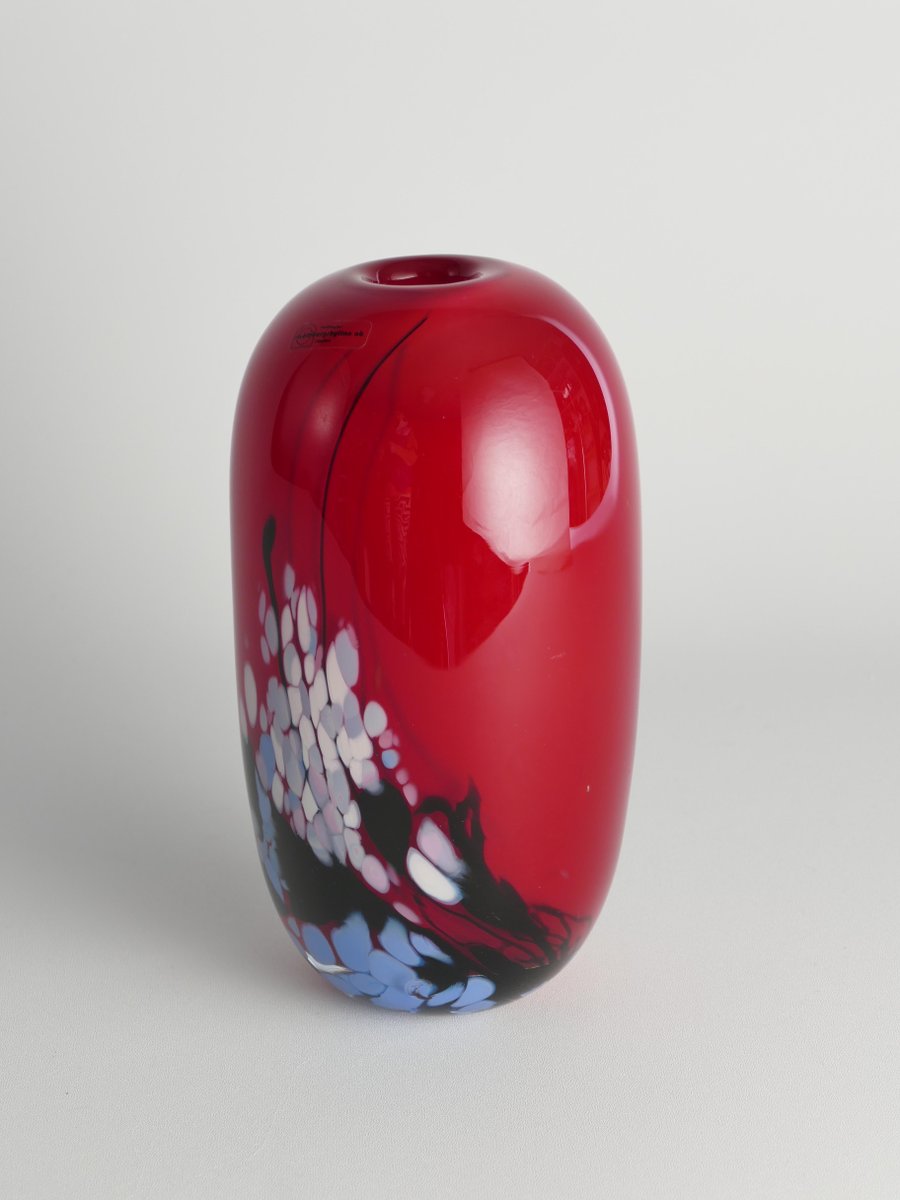 Art Glass Cherry Red Vase by Mikael Axenbrant, Sweden, 1990s