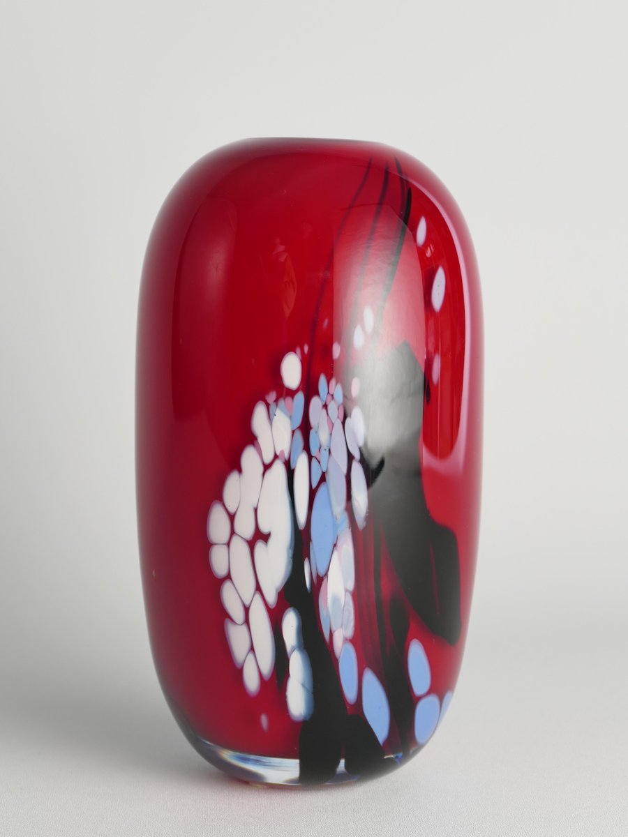 Art Glass Cherry Red Vase by Mikael Axenbrant, Sweden, 1990s