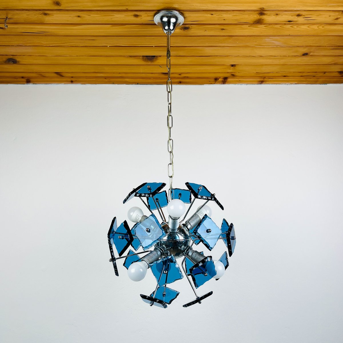 Art Glass Pendant Lamp attributed to Fontana Arte, Italy, 1960s