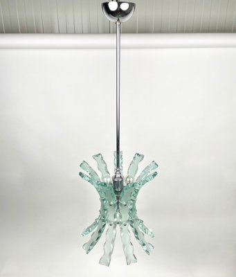 Art Glass & Steel Pendant Light by 04 Zero Quattro for Fontana Arte, Italy, 1970s-LYQ-1171251