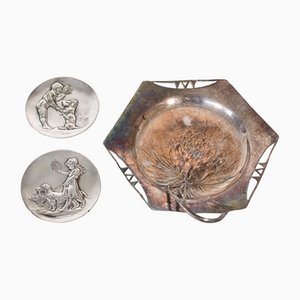 Art New Pewter Dishes, Set of 3-AOI-1106825